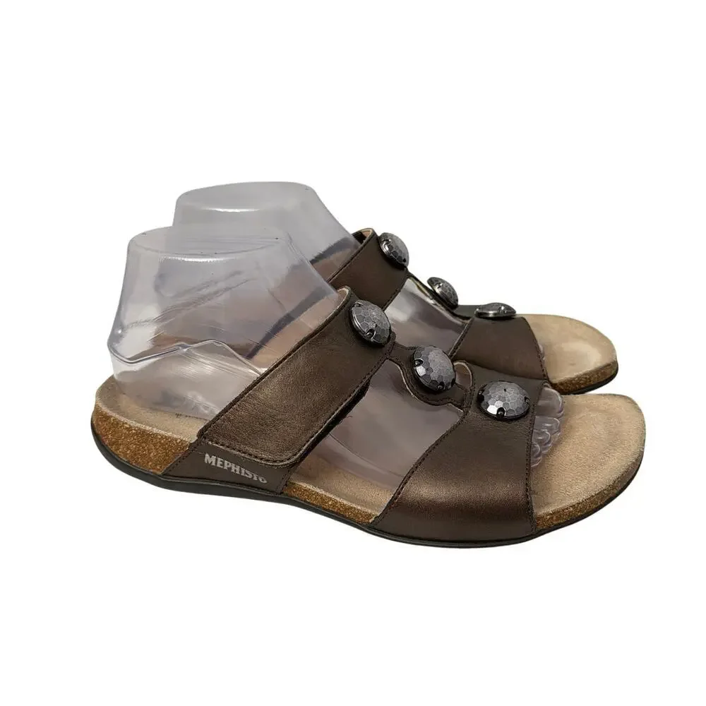 Mephisto Sandals Womens Size 10 Helisa Bronze Leather Slip On Comfort 40